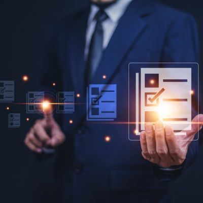Person Holding and Pressing Animated Documents