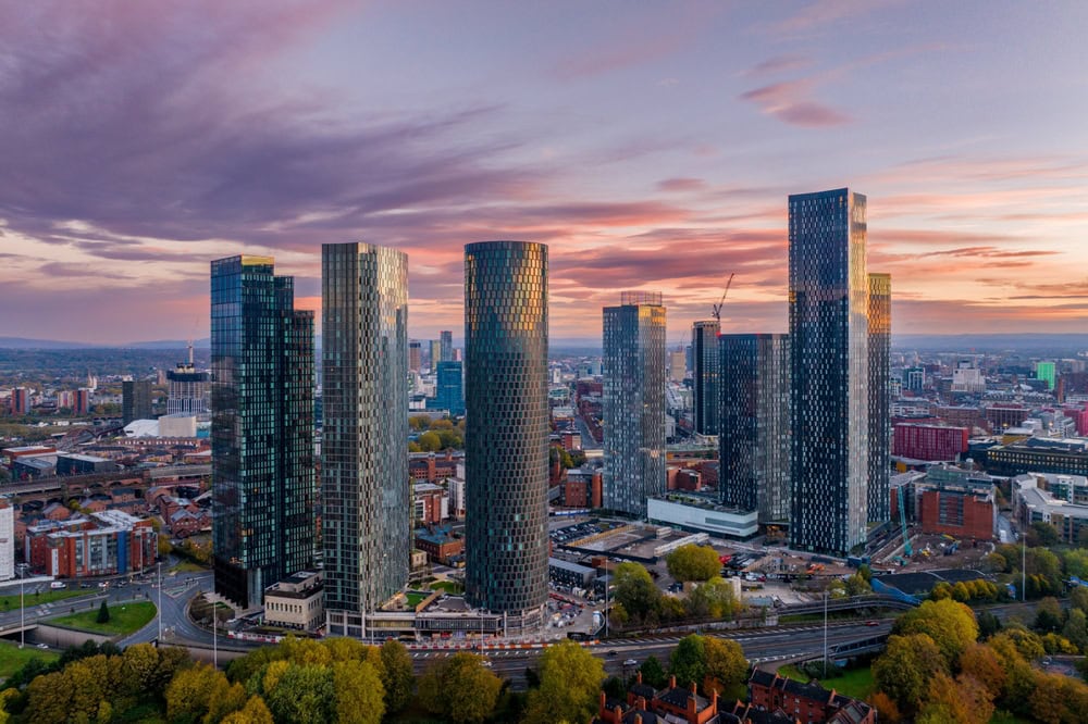 Manchester,City,Centre,,England,,United,Kingdom,At,Dawn,With,City